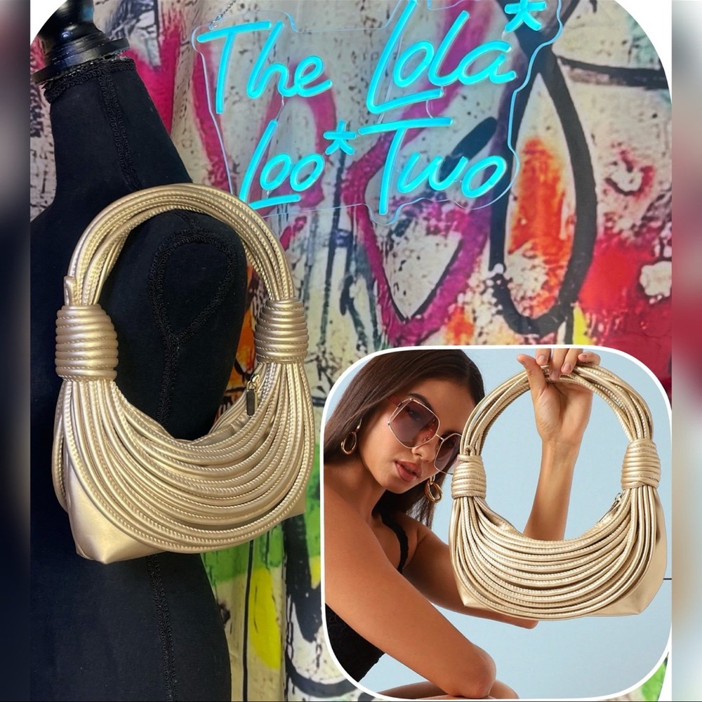 Haute Sauce Wire Handbag in Gold • NEW • Unique Knotted Hobo •